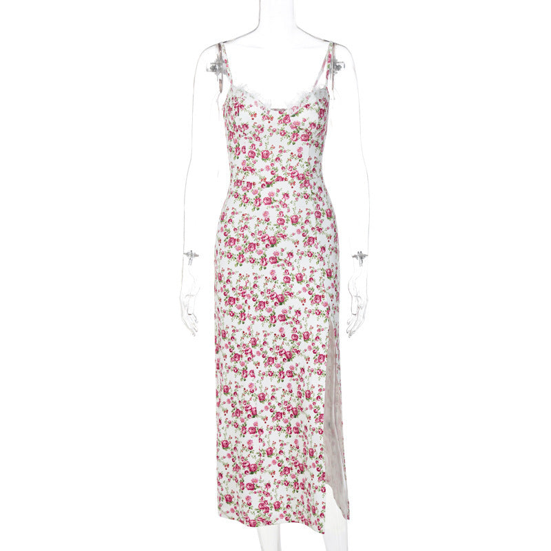 Robe longue fleurie fendue sexy