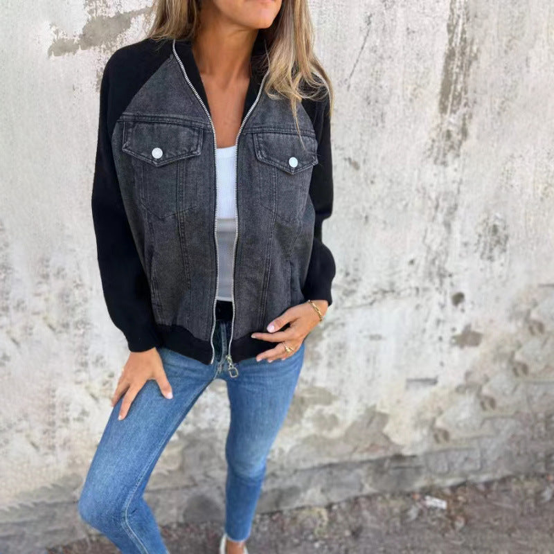 Veste Denim Patchwork Femme
